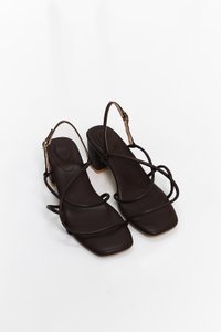 Reyanne Rope Strap Slingback Block Heels in Dark Brown