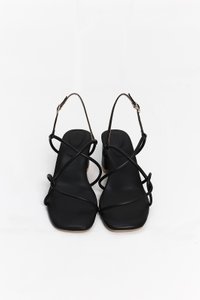 DEFECT | Reyanne Rope Strap Slingback Block Heels in Black in Size 38 DEFECT | Reyanne Rope Strap Slingback Block Heels in Black in Size 38