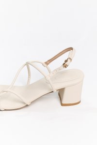 Reyanne Rope Strap Slingback Block Heels in Cream White