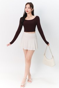 DEFECT | Leria Low Back Sleeve Top in Chocolate Brown in M