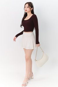 DEFECT | Leria Low Back Sleeve Top in Chocolate Brown in M