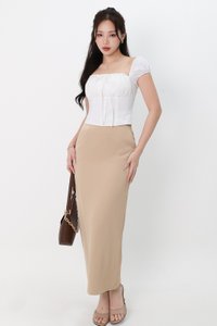 DEFECT | Sierra Sleeve Bustier Top in White in XXS DEFECT | Sierra Sleeve Bustier Top in White in XXS