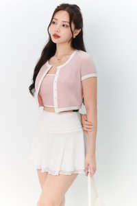 Chara Contrast 2-pc Top in Pink x White