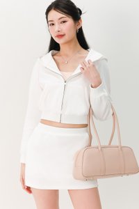 Clare Contrast Co-ord Set in White x Light Pink