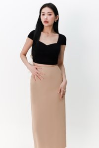 DEFECT | Seidra Sweetheart Sleeve Cropped Top in in Black in XXS