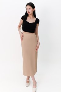 Meline Midi Skirt in Light Brown Meline Midi Skirt in Light Brown