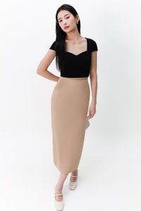 Meline Midi Skirt in Light Brown Meline Midi Skirt in Light Brown