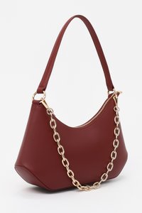 Cheyenne Chain Rounded Shoulder Bag in Dark Red