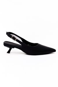 Perryn PU Leather Slingback Heels in Black Perryn PU Leather Slingback Heels in Black