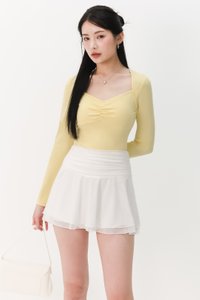 Soleil Sleeved Padded Top V2 in Yellow