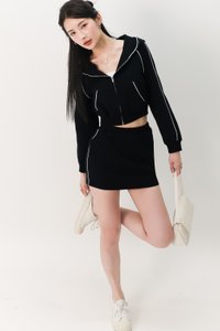 Clare Contrast Co-ord Skorts in Black x White