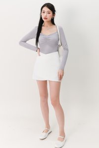 Soleil Sleeved Padded Top V2 in Grey Blue Soleil Sleeved Padded Top V2 in Grey Blue