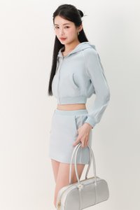 Clare Contrast Co-ord Set in Ice Blue x White