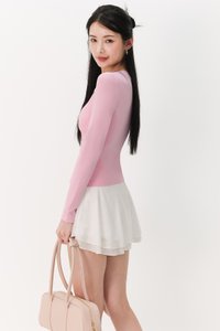 Soleil Sleeved Padded Top V2 in Pink