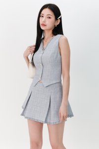 Tennie Tweed Co-ord Set in Grey Blue