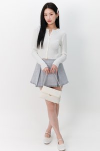 Tennie Tweed Co-ord Mid Waisted Skorts in Grey Blue