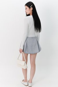 Tennie Tweed Co-ord Mid Waisted Skorts in Grey Blue