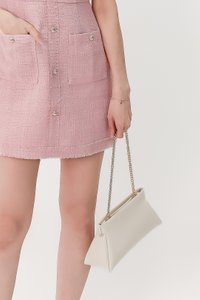 Calyn Chain Shoulder Bag in Cream White