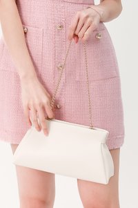 Calyn Chain Shoulder Bag in Cream White