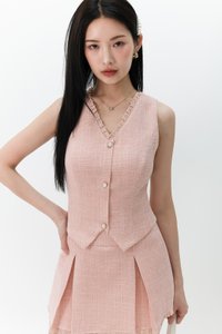 Tennie Tweed Co-ord Set in Nude Blush