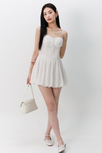Bella Bustier Bubble Romper Dress in White Bella Bustier Bubble Romper Dress in White