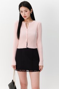 Brielle Button Up Knit Cardigan in Blush Pink