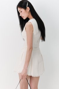 Tennie Tweed Co-ord Set in White