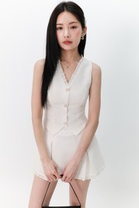 Tennie Tweed Co-ord Set in White