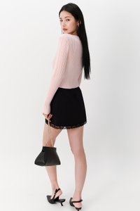 Brielle Button Up Knit Cardigan in Blush Pink