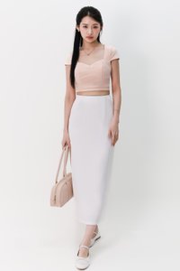 Seidra Sweetheart Sleeve Cropped Top in Blush Seidra Sweetheart Sleeve Cropped Top in Blush