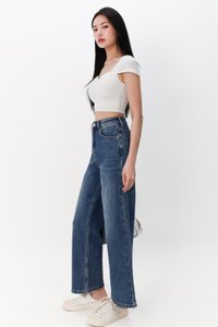 Seidra Sweetheart Sleeve Cropped Top in White