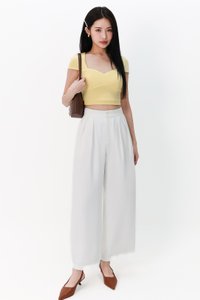 DEFECT | Seidra Sweetheart Sleeve Cropped Top in Yellow IN XL DEFECT | Seidra Sweetheart Sleeve Cropped Top in Yellow IN XL