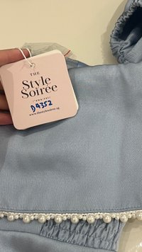 DEFECT | Paris Pearl Satin Romper Dress in Blue in XS