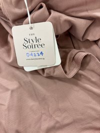 DEFECT | Rindie Ruched Slit Dress in Muted Pink in M DEFECT | Rindie Ruched Slit Dress in Muted Pink in M