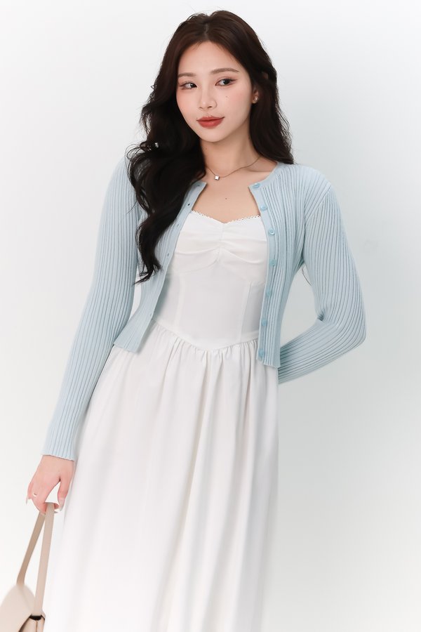 Brielle Button Up Knit Cardigan in Ice Blue