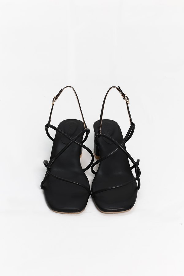 Reyanne Rope Strap Slingback Block Heels in Black