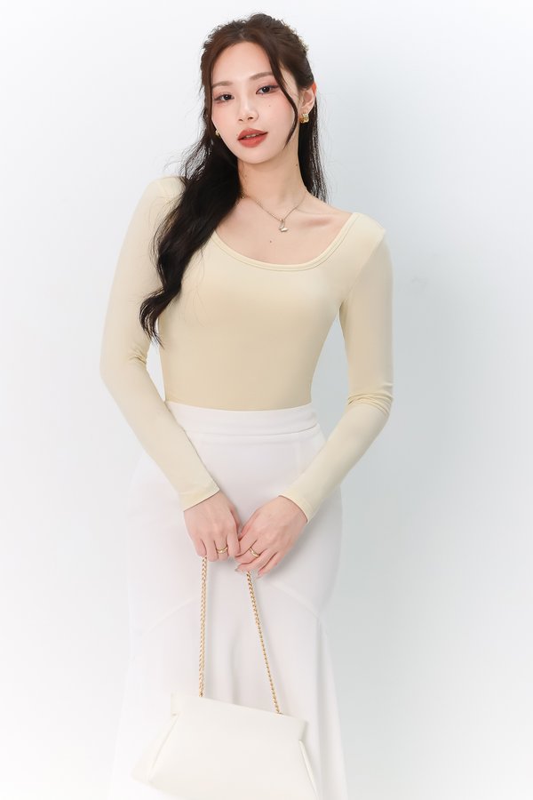 Leria Low Back Sleeve Top in Pale Yellow