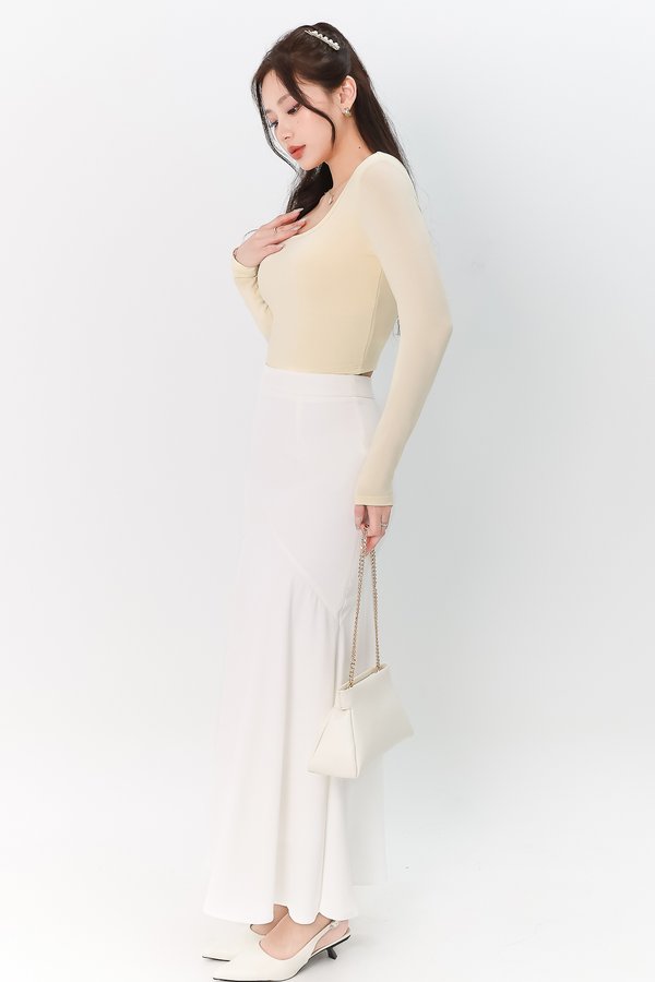 DEFECT | Leria Low Back Sleeve Top in Pale Yellow in XXS