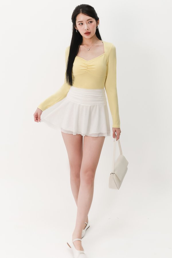 Soleil Sleeved Padded Top V2 in Yellow