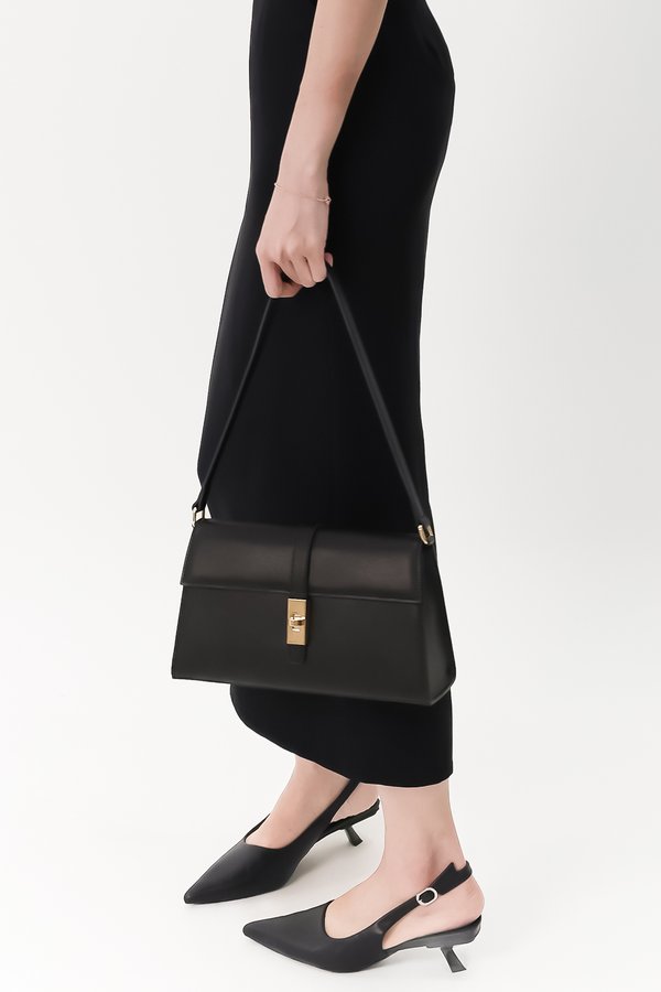 RESTOCKS | Tess Twist Lock Shoulder Bag in Black