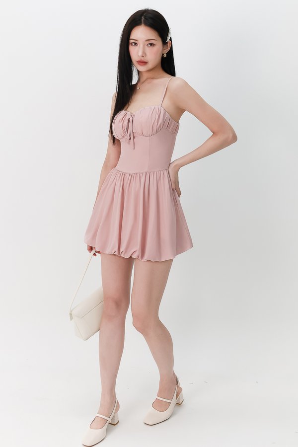 Bella Bustier Bubble Romper Dress in Pink