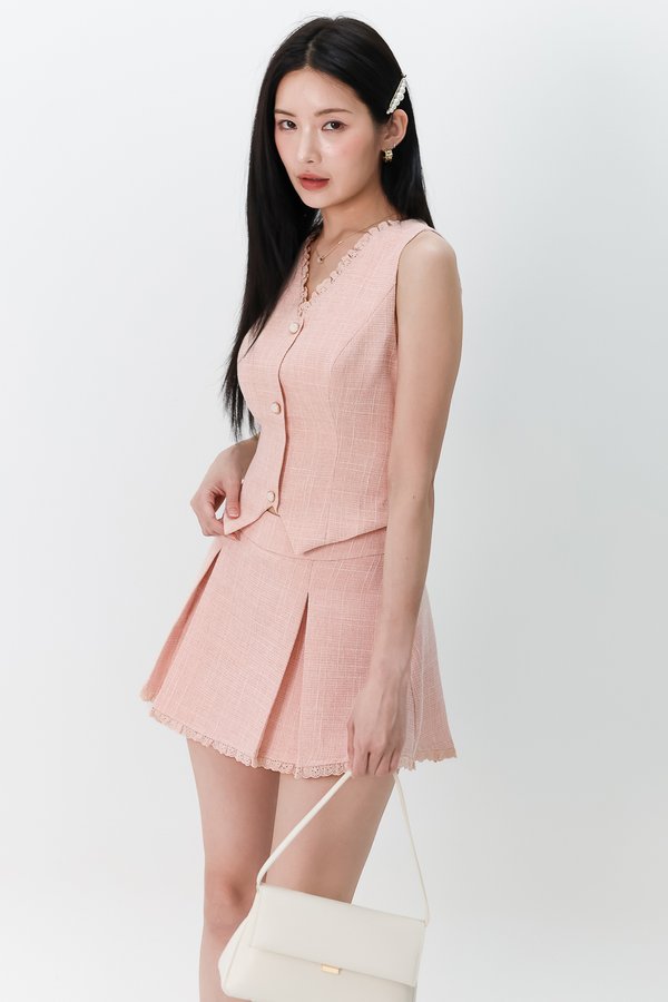 DEFECT | Tennie Tweed Vest Co-ord Top in Nude Blush in L