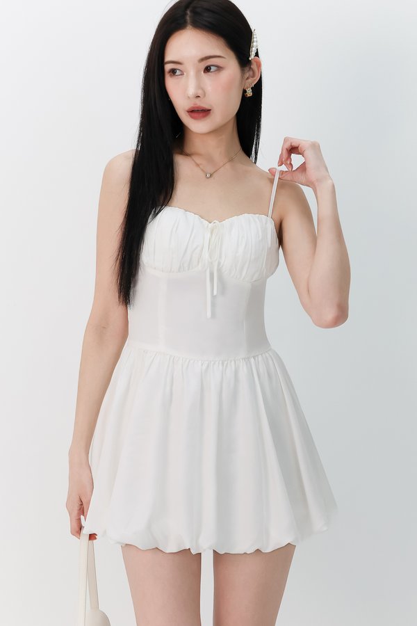 Bella Bustier Bubble Romper Dress in White