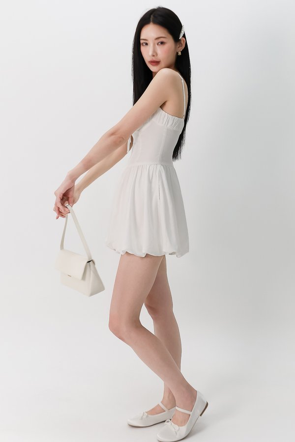DEFECT | Bella Bustier Bubble Romper Dress in White in M