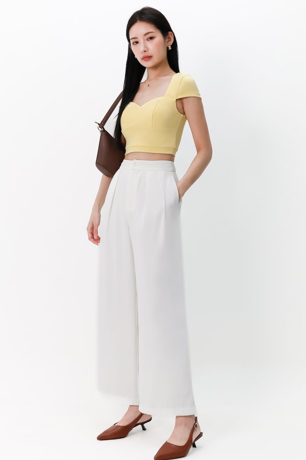 DEFECT | Seidra Sweetheart Sleeve Cropped Top in Yellow IN XL