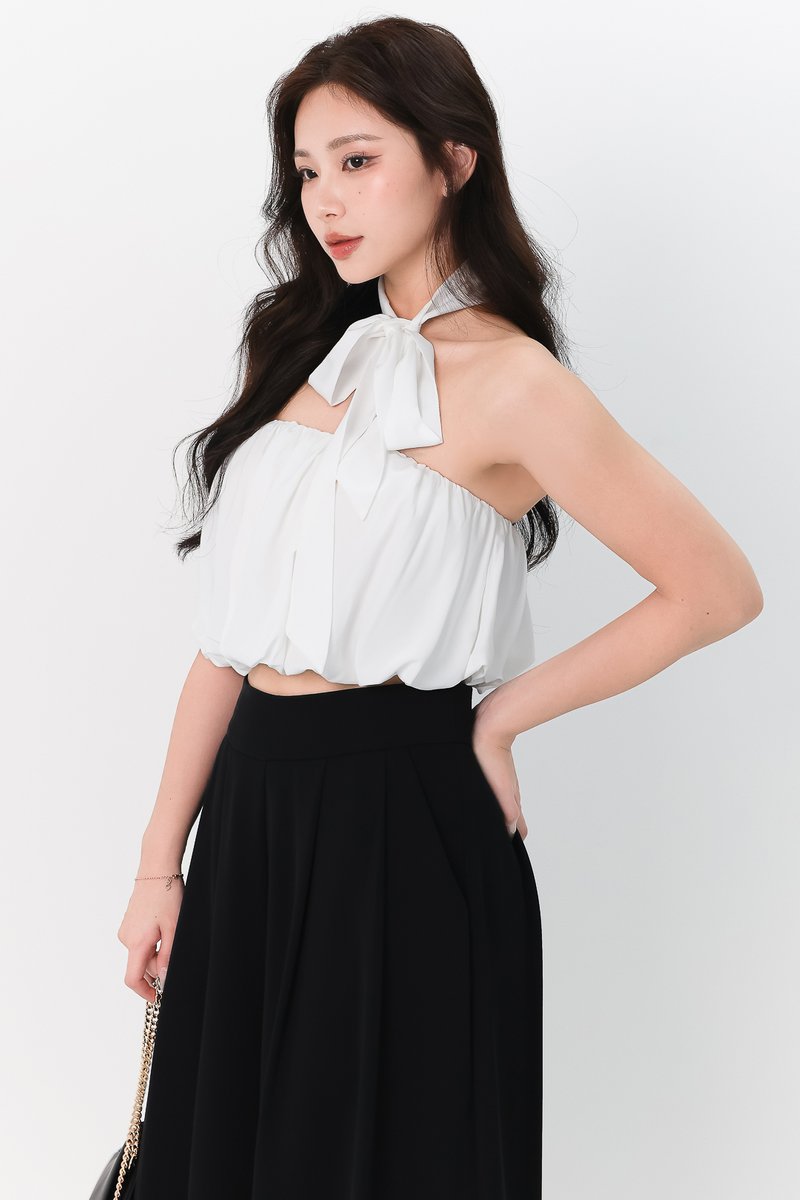 Tiff Tube Top with Sash in White