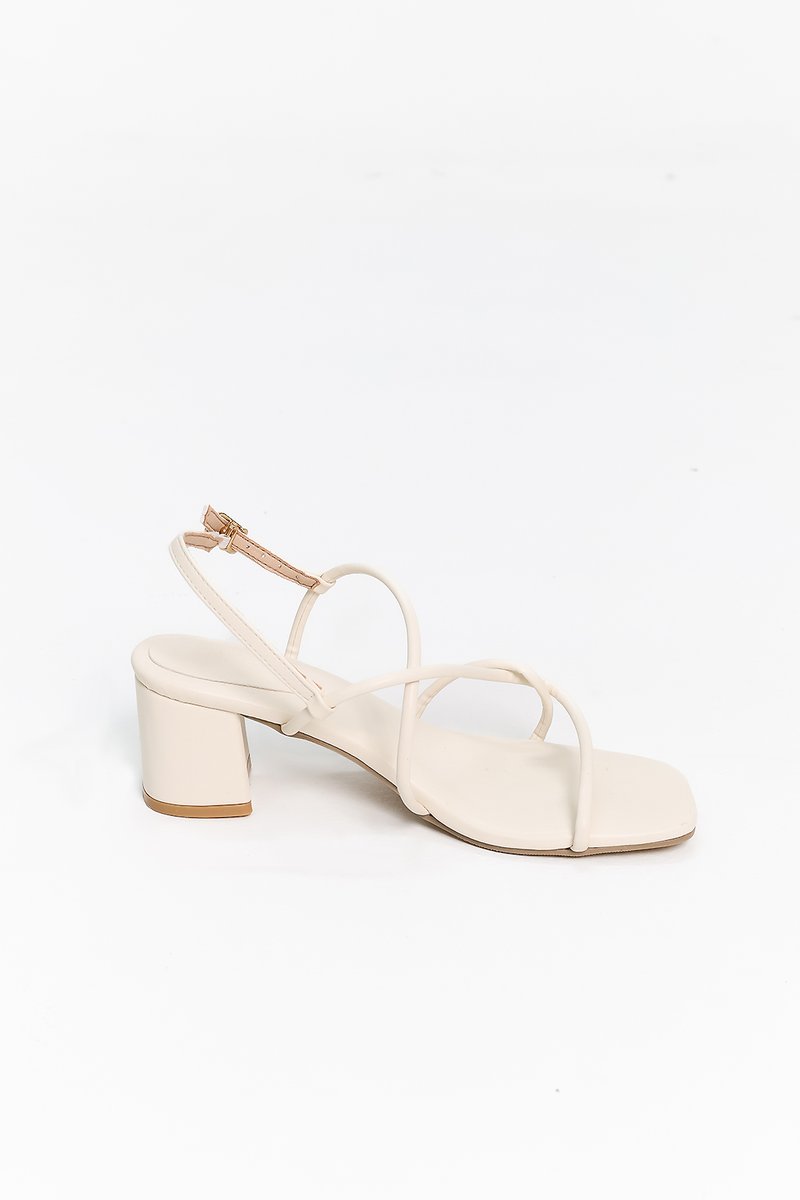 DEFECT | Reyanne Rope Strap Slingback Block Heels in Cream White in 39
