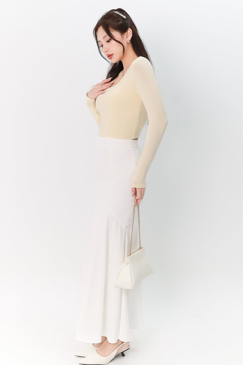 DEFECT | Leria Low Back Sleeve Top in Pale Yellow in XS and S