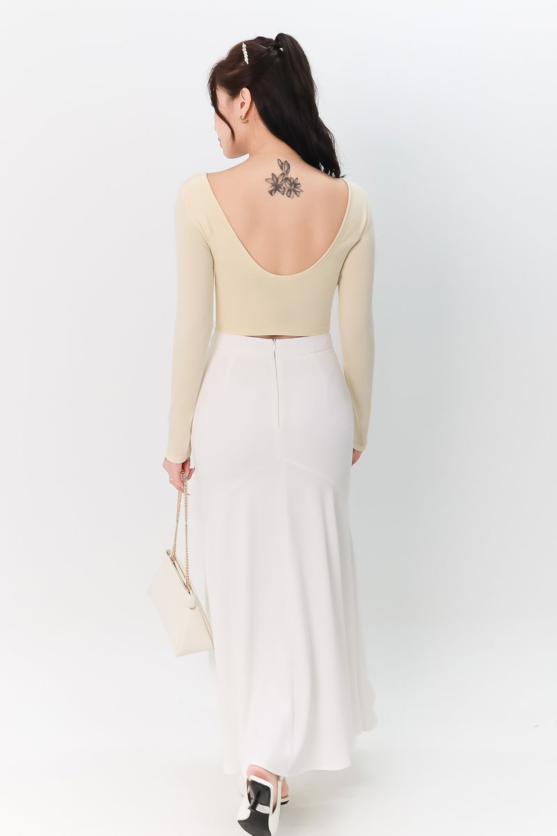 DEFECT | Leria Low Back Sleeve Top in Pale Yellow in XXS
