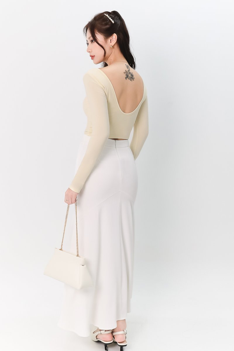 DEFECT | Leria Low Back Sleeve Top in Pale Yellow in XS and S